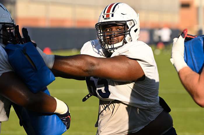 Alec Jackson (65)Auburn FB practice on Monday. April 4, 2022 in Auburn, Ala.